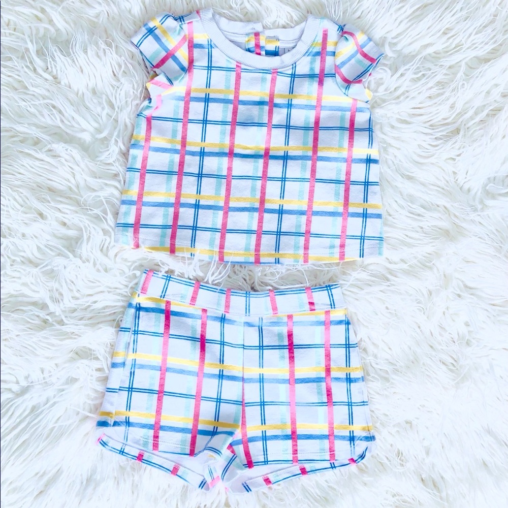 Never worn Janie and Jack Pastel Plaid Outfit